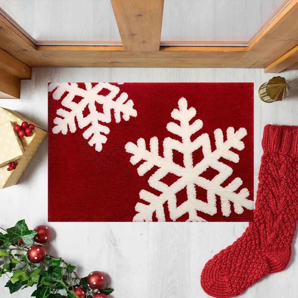 Merry Christmas Doormat Christmas Tree Santa Snowflake Decorate Doormat